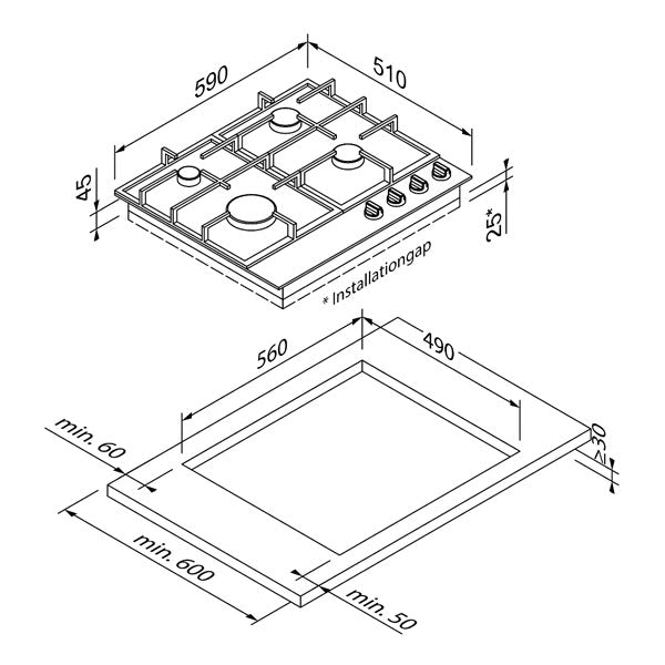 Blaupunkt 60cm Gas Cooktop (STAINLESS STEEL)