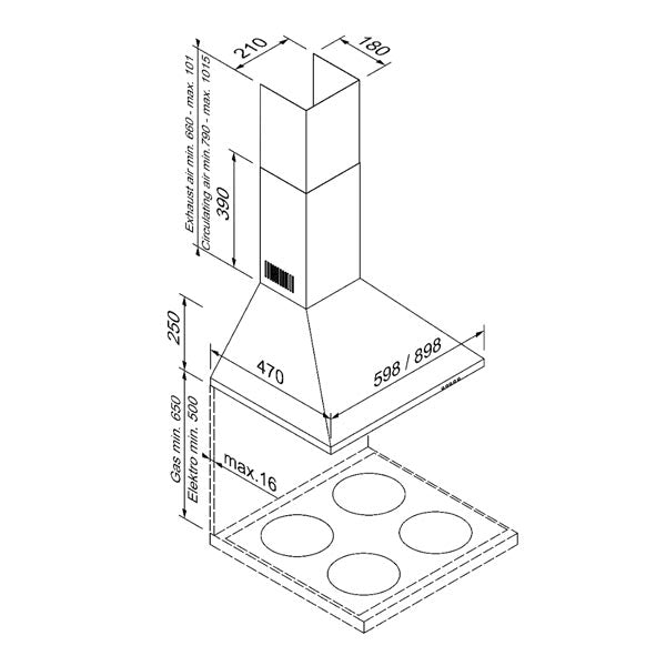 Blaupunkt 60cm Wall Canopy Rangehood (STAINLESS STEEL)