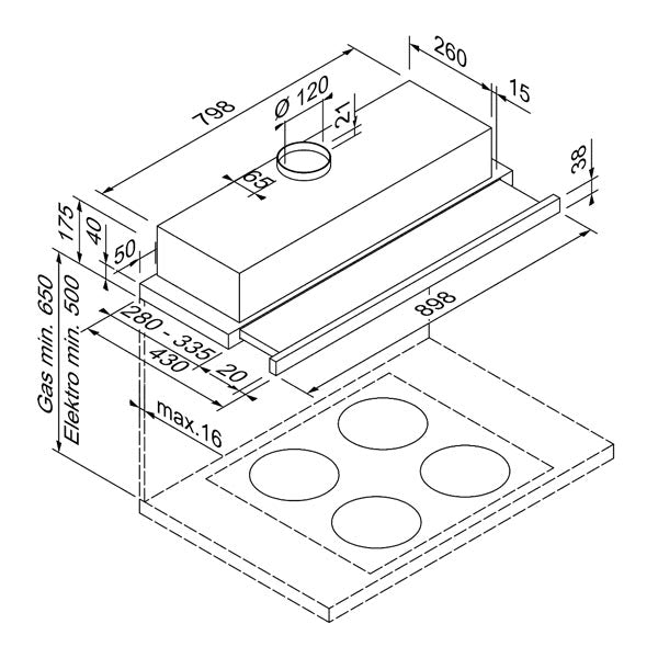 Blaupunkt 90cm Slideout Undermount Rangehood(STAINLESS STEEL)