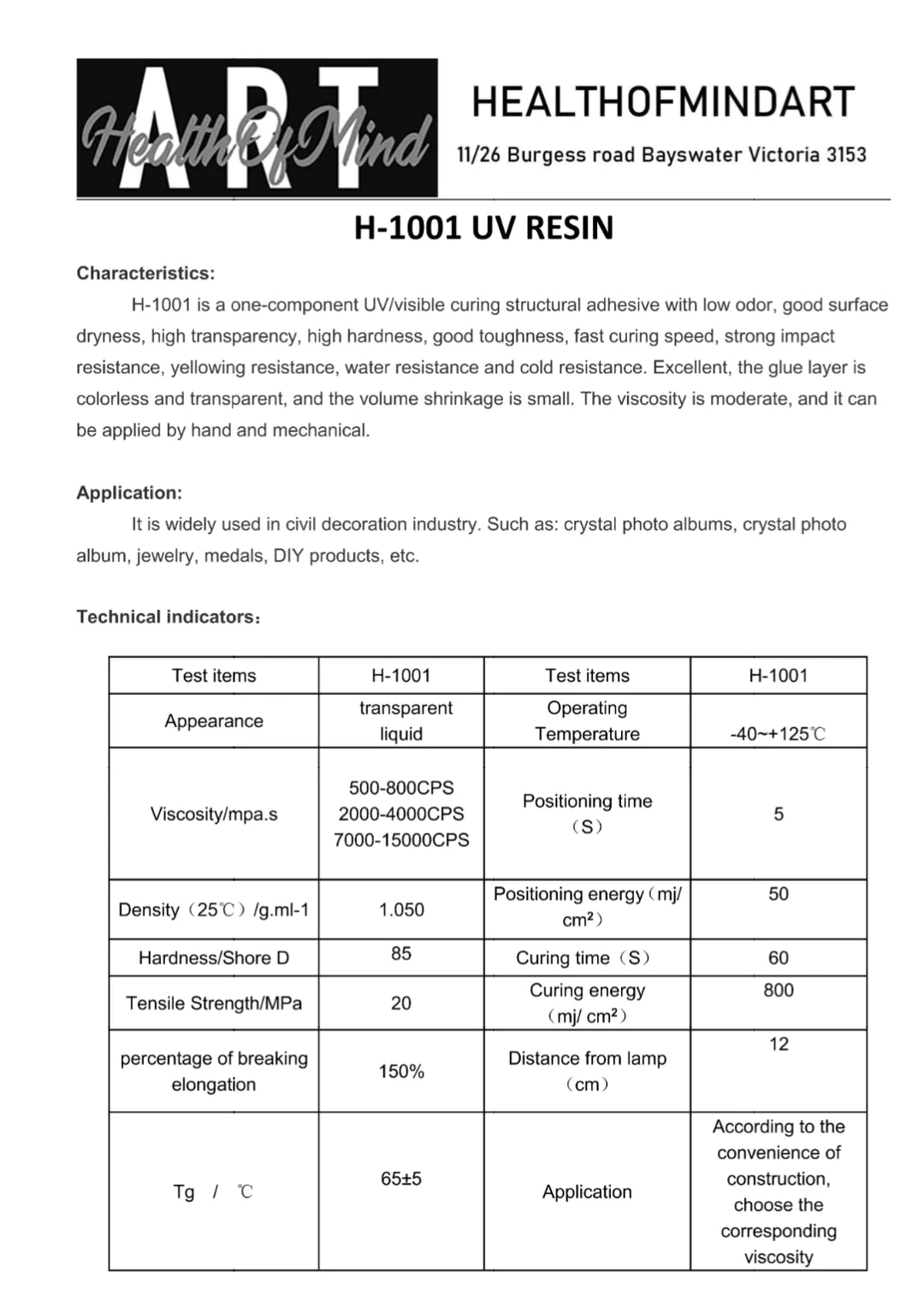 UV Resin - 50ML/100ML - Health Of Mind Art
