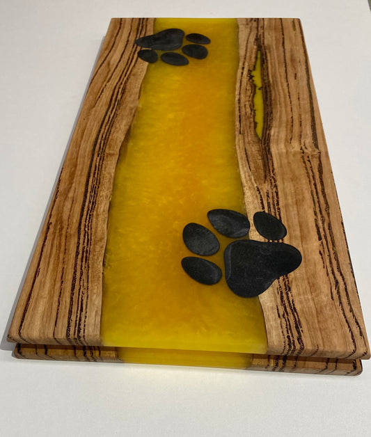 Resin Charcuterie Board - Yellow Paw Prints