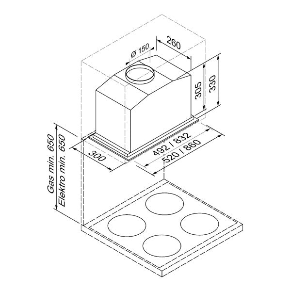 Blaupunkt 90cm Undermount (STAINLESS STEEL)